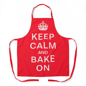 Funny Keep Calm and Bake On Red Custom Apron