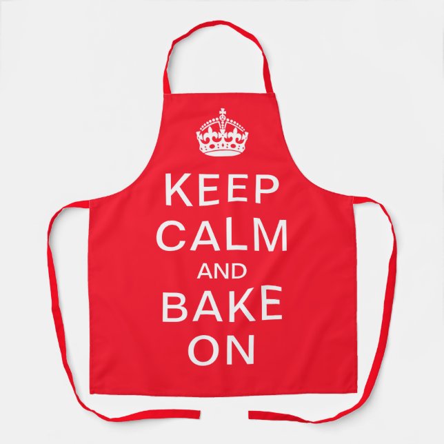 Funny Keep Calm and Bake On Red Custom Apron (Front)