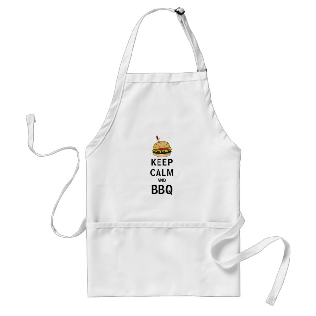 Funny Keep Calm and BBQ Cheeseburger Adult Apron (Front)