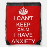Funny Keep Calm And Carry On Anxiety Spoof Red Drawstring Bag at Zazzle