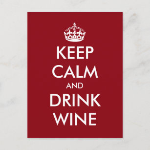 Funny Keep calm and drink wine postcards for party