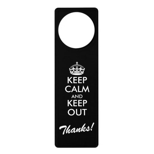Funny Keep Calm and keep out thanks door hanger