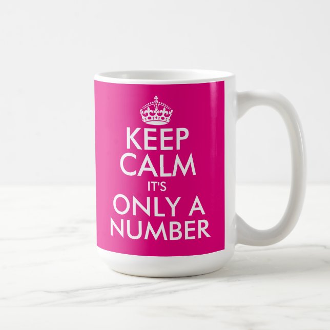 Funny Keep Calm Birthday mug with custom age (Right)