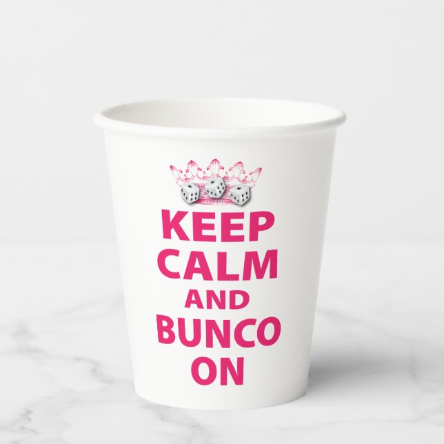 Funny Keep Calm Dice Bunco Paper Cups (Front)