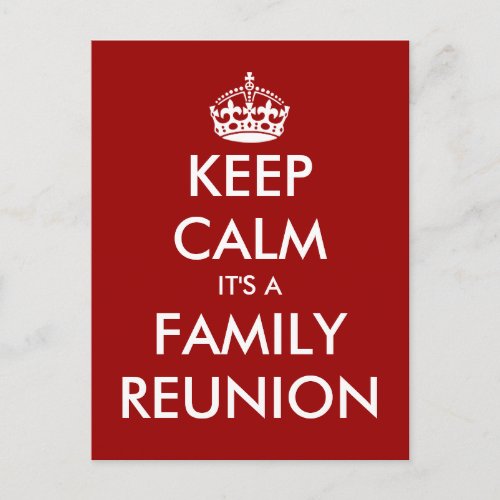 Funny keep calm family reunion postcards