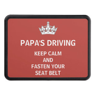 Funny Keep Calm Father's Day Dad's Driving Red Hitch Cover
