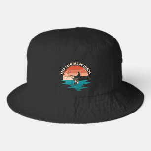 Funny keep calm fishing word art  bucket hat