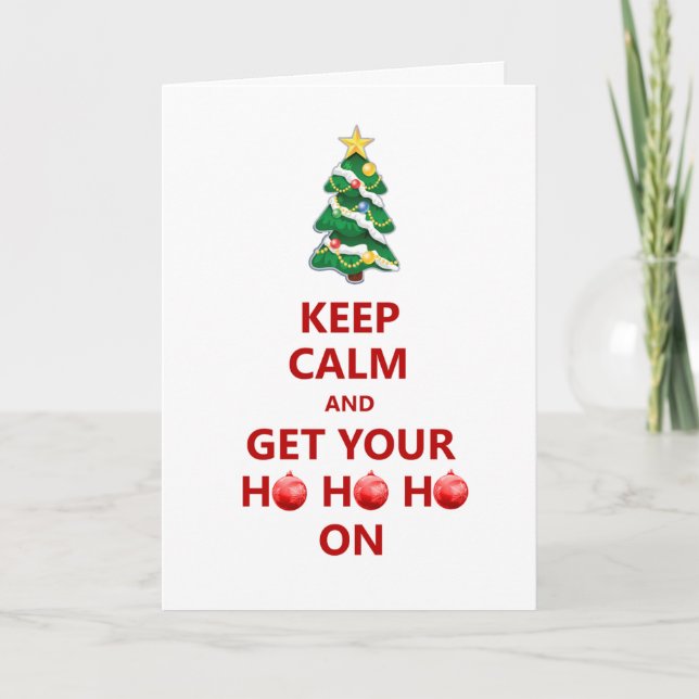 Funny Keep Calm Modern Christmas Tree Card (Front)