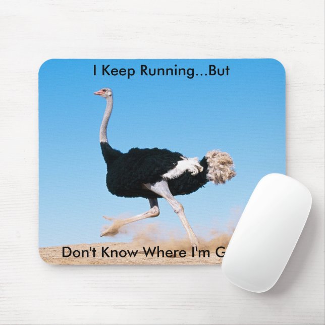 Funny Keep on Running Ostrich Photo Mouse Pad (With Mouse)