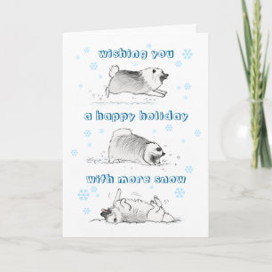 Funny Keeshond Cartoon Dog Snowy Christmas Xmas Holiday Card