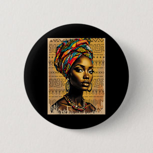 Funny Kente Cloth Head Wrap African American Women Button