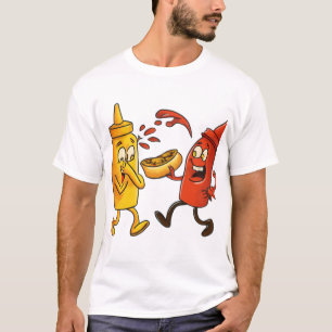 Funny Ketchup and Mustard Cartoon T-Shirt