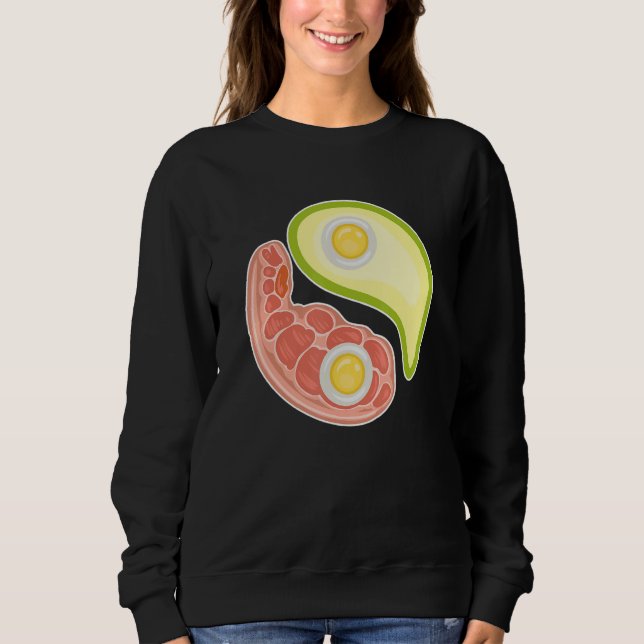 Funny Keto Diet Meat Eggs Avocado Ying Yang Zen Sy Sweatshirt (Front)