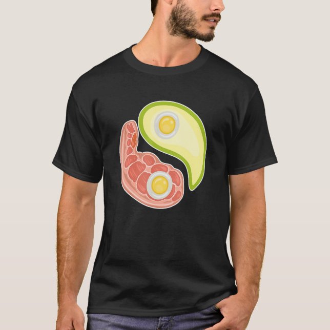 Funny Keto Diet Meat Eggs Avocado Ying Yang Zen Sy T-Shirt (Front)