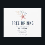 Funny Key West Beach Wedding Save the Dates Announcement Postcard<br><div class="desc">Funny wedding save the date postcards in a watercolor starfish and coral beach design which reads "Free drinks (and we're getting married)". Customize with your wedding details on the front and backside of postcard. These are perfect for any couple planning a beach wedding in Key West or any other beach...</div>