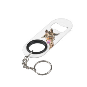Funny Keychain Bottle Opener with Playful Giraffe