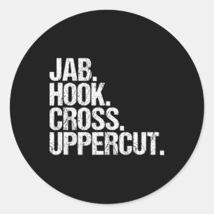 Funny Kickboxing Jab Hook Cross Uppercut  Classic Round Sticker