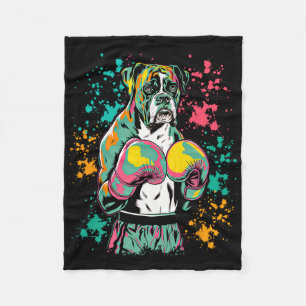 Funny Kickboxing Or Boxing Boxer Dog _1  Fleece Blanket