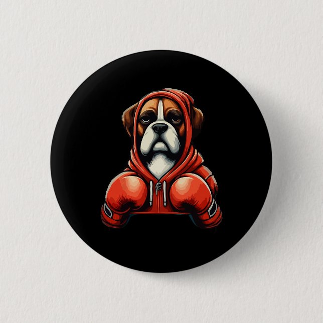 Funny Kickboxing Or Boxing Boxer Dog  Button (Front)