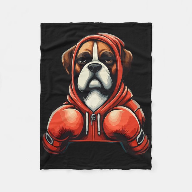 Funny Kickboxing Or Boxing Boxer Dog  Fleece Blanket (Front)