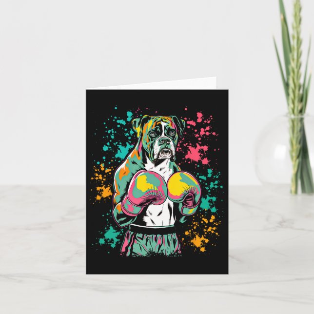 Funny Kickboxing Or Boxing Boxer Dog For Men Women Card (Front)
