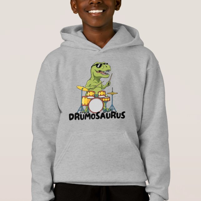 Funny Kid Drummer - Prehistoric Animal  Hoodie (Front)