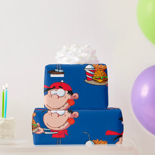 Funny Kid Fast Food Lover Burger, Fries and Drink Wrapping Paper