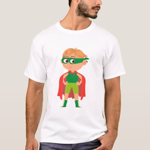 Funny Kid in Superhero Costume  T_Shirt