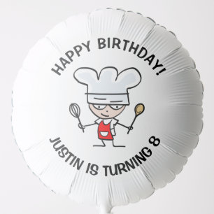 Funny kid's chef cartoon baking Birthday party Balloon