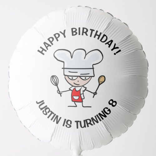 Funny kids chef cartoon baking Birthday party Balloon