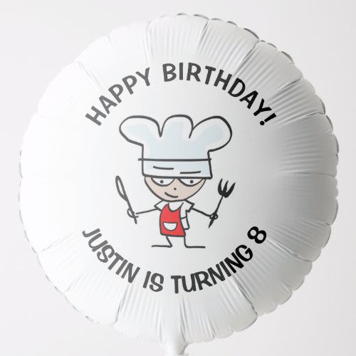 Funny kids chef cartoon cooking Birthday party Balloon