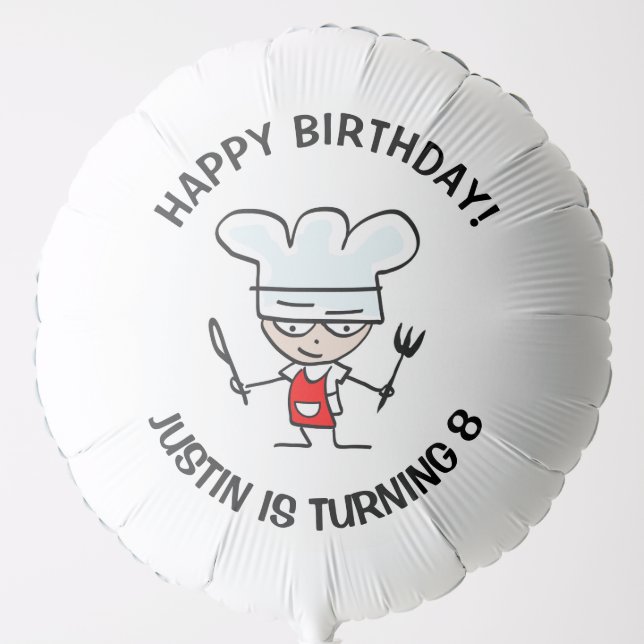 Funny kid's chef cartoon cooking Birthday party Balloon (Front)