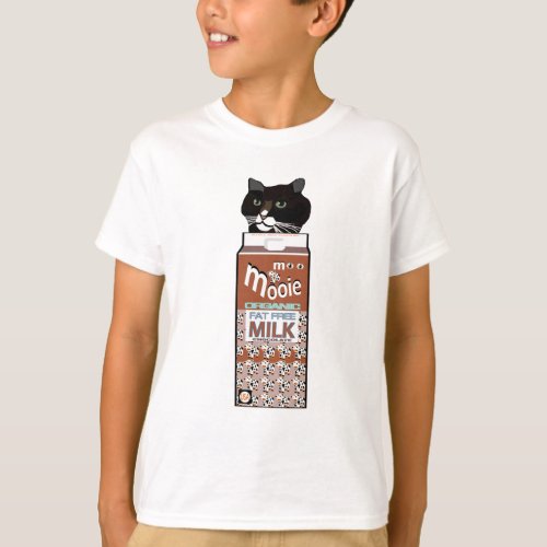 Funny Kids Chocolate Milk  Black Cat T_shirt