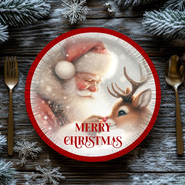 Funny Kids Holiday Plates Santa Claus Rudolph (Funny Kids Holiday Plates Santa Claus Rudolph)