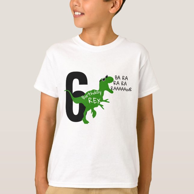 Funny Kids Personalized Birthday Dinosaur shirt  (Front)