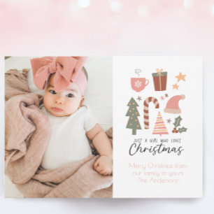Funny Kids Photo Girl Who Loves Christmas Holiday Card