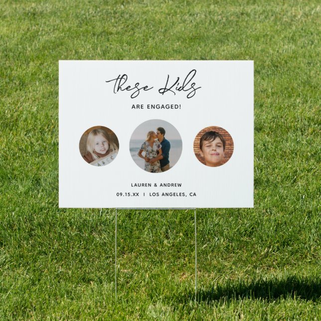 Funny Kids Photo Script Engagement Party Welcome Sign (Insitu)