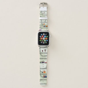Funny kids seamless pattern railway with locomotiv apple watch band