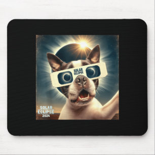 Funny Kids Selfie Boston Terrier Womens Mens Mouse Pad