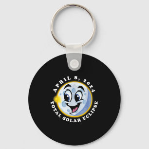 Funny Kids Solar Eclipse April 8 Smiling Keychain