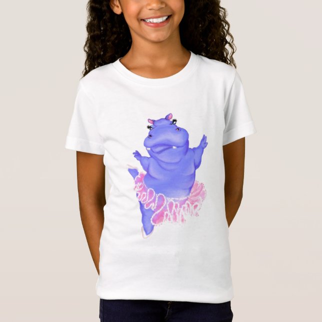 Funny Kids T-Shirt Ballerina Hippo Ballet Dancer (Front)