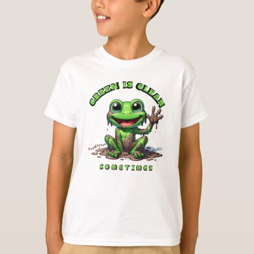 Funny kids t shirt green is clean