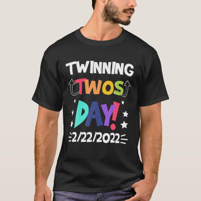 Funny Kids Twinning Twosday Tuesday February 22Nd T-Shirt (Front)