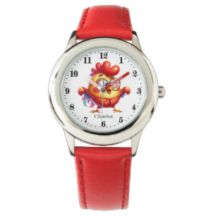 Funny kids unisex rooster add name  watch