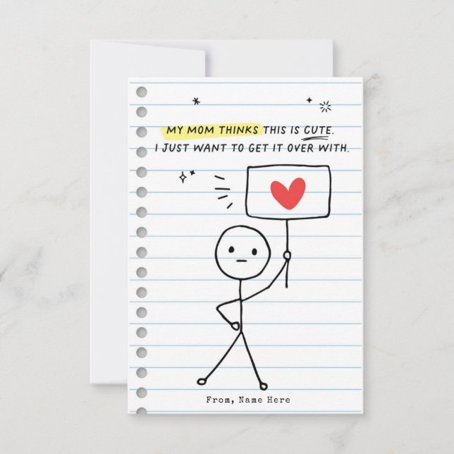 Funny Kids Valentine's Day Stick Figure Humor card (Front)