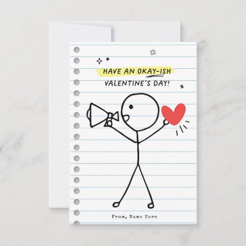 Funny Kids Valentines Day Stick Figure Humor card