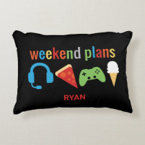 Funny Kids Weekend Plans Gamer Video Game Boys Accent Pillow