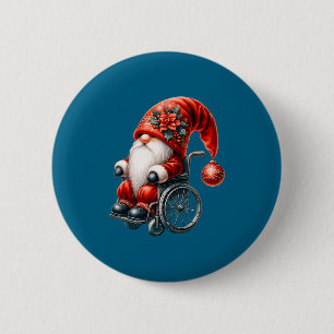 Funny Kids Wheelchair Santa Graphic For Men Christ Button