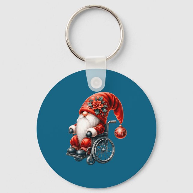 Funny Kids Wheelchair Santa Graphic For Men Christ Keychain (Front)