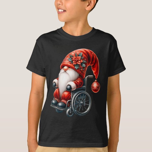 Funny Kids Wheelchair Santa Graphic For Men Christ T-Shirt (Front)